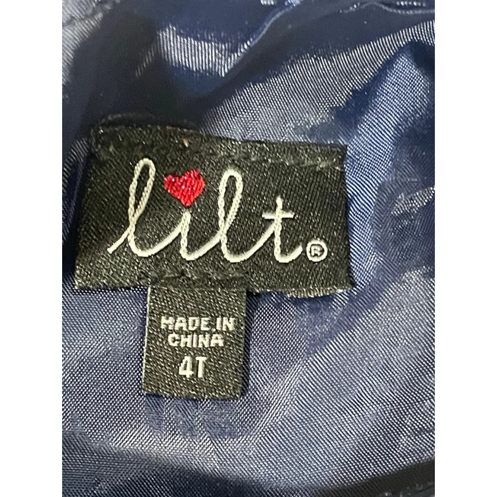 Girls Lilt Formal Dress 4T Navy Blue Floral with Coral Bow
